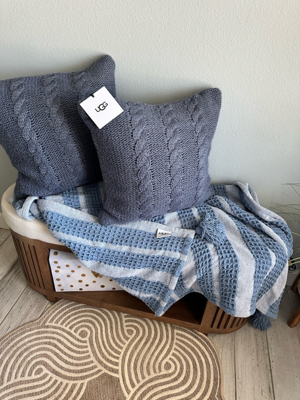 UGG Cable-Knit Decorative Pillow in Slate Gray